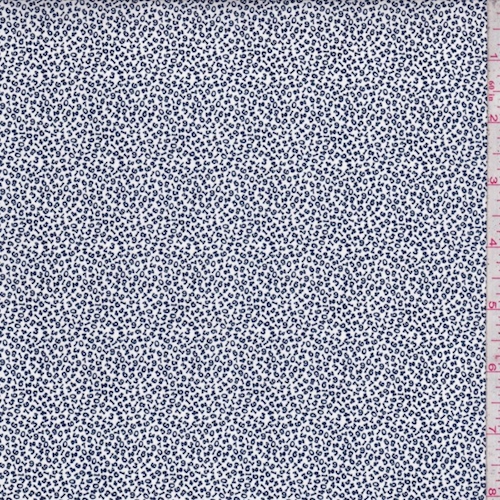 White/Navy Tossed Numbers Cotton Shirting