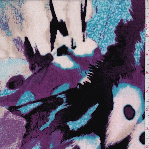 Purple/Aqua/Black Abstract Slinky Knit