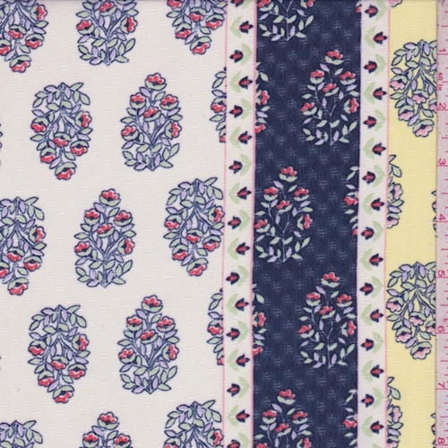 Butter/Navy Wallpaper Stripe Chiffon