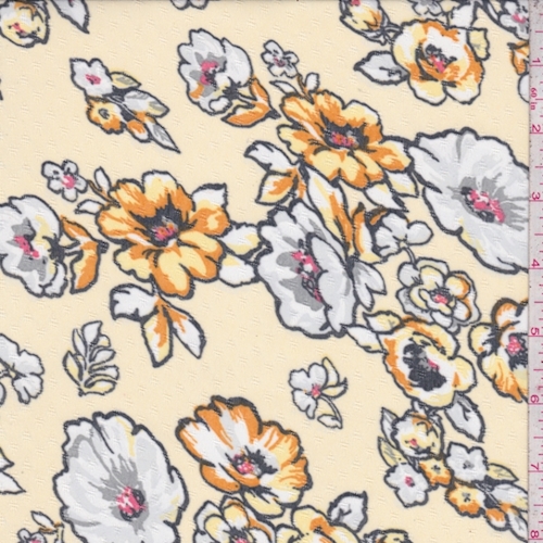 Pale Yellow Dogwood Floral Chiffon