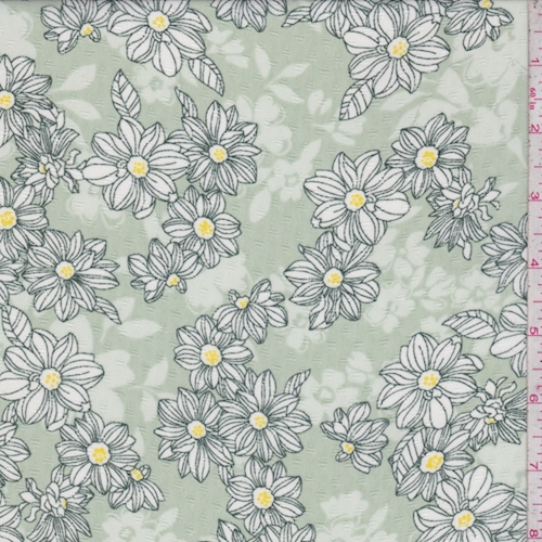 Pale Green Daisy Chiffon