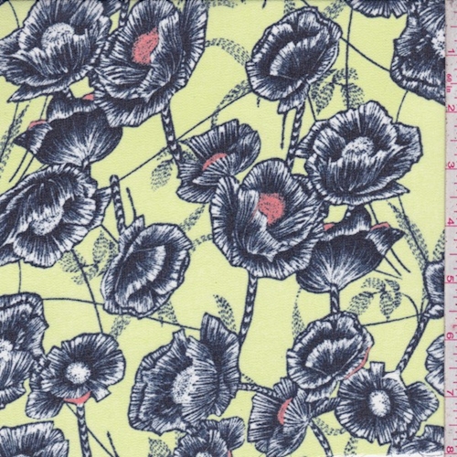 Light Lime/Navy Poppy Chiffon