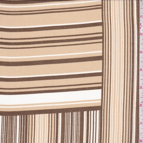 Tan/Brown/White Stripe Block Chiffon