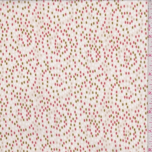 Ecru/Rose/Olive Dotted Scroll Chiffon