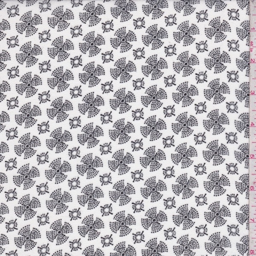 White/Black Fan Medallion Georgette