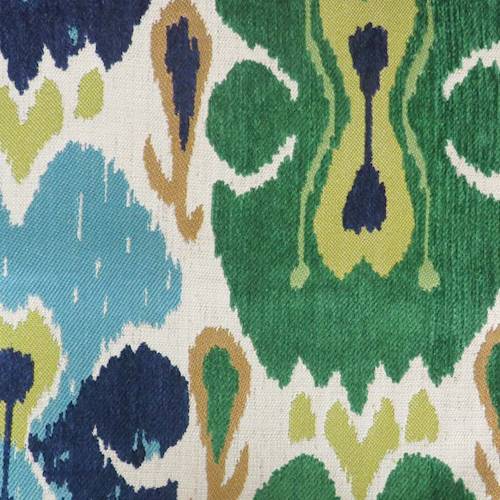 *5 3/4 YD PC-- Indigo/Green/Multi Abstract Chenille Jacquard Decor Fabric