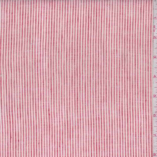 White/Red Pinstripe Linen Blend