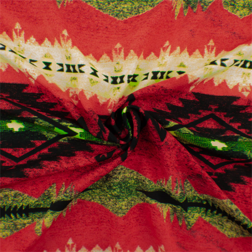 *2 5/8 YD PC--Red/Multi Tribal Stripe Print Polyester Challis