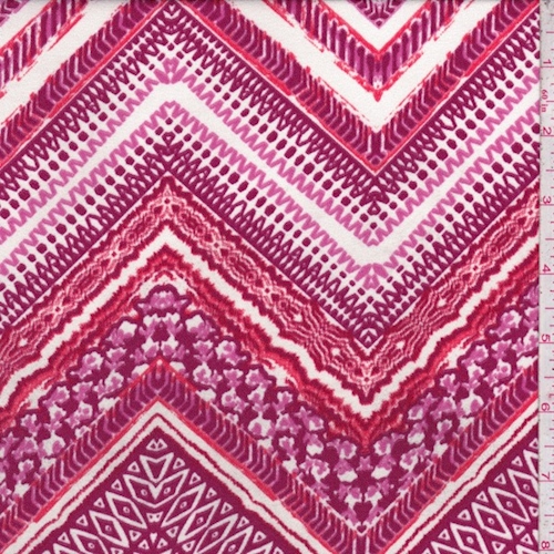 Magenta/Fuchsia Deco Chevron Crepe