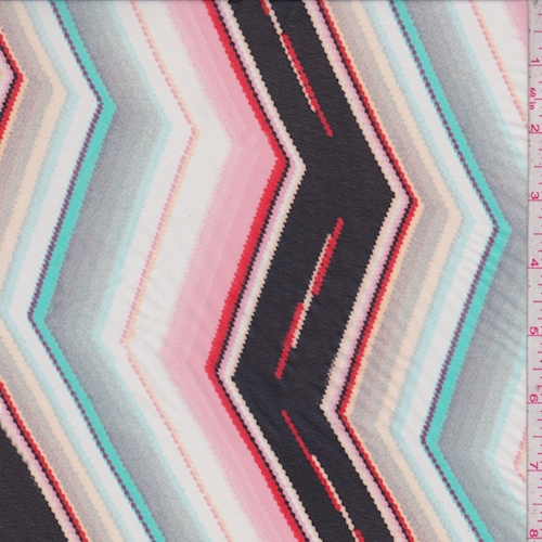 White/Day Glo Pink/Black Chevron Chiffon