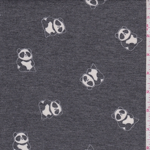 Heather Slate Panda Brushed French Terry Knit