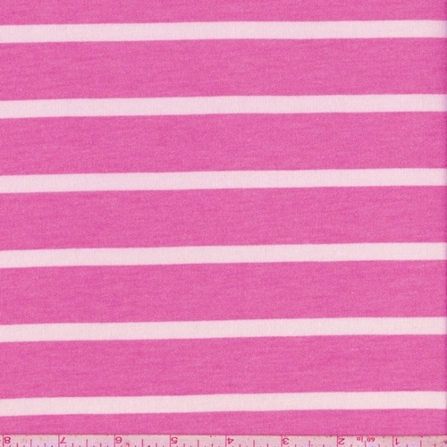 Deep Pink/White Stripe Brushed French Terry Knit