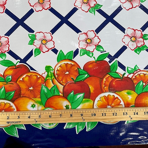 Blue Fruit Lattice Oilcloth