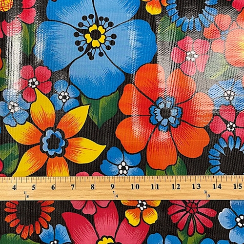 Black Floral Oilcloth