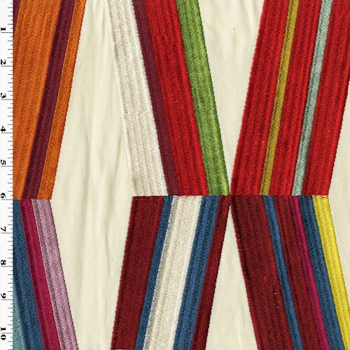 Red/Yellow/Multi Abstract Embroidered Home Decorating Fabric DFW60131
