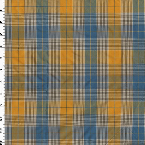 Yellow/Blue/Multi Silk Plaid Taffeta Decorating Fabric DFW60111