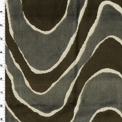 Brown/Gray/White Abstract Wave Velvet Pile Decorating Fabric DFW60121