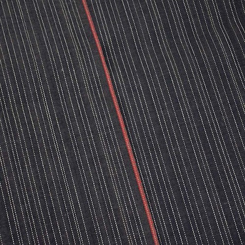 Deep Blue/White Cotton Striped Selvedge Denim APS00155