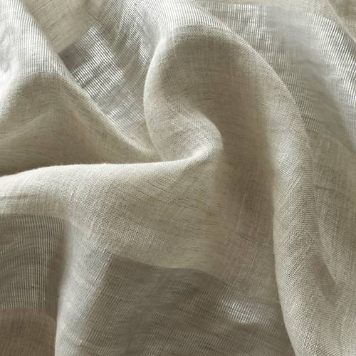 *1 YD PC--Metallic Silver/Natural Stripe Semi-Sheer Drapery Fabric