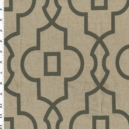Gray/Nature Beige Premier Trellis Print Canvas Decor Fabric DFW60252