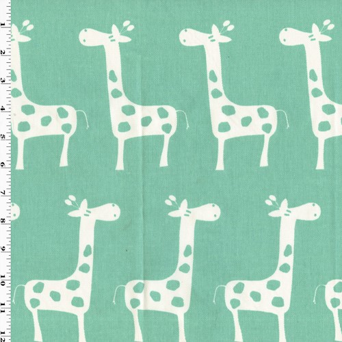 Teal/White Premier Giraffe Printed Twill Decorating Fabric DFW60253
