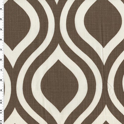 Brown/White Premier Ogee Printed Canvas Decorating Fabric DFW60254