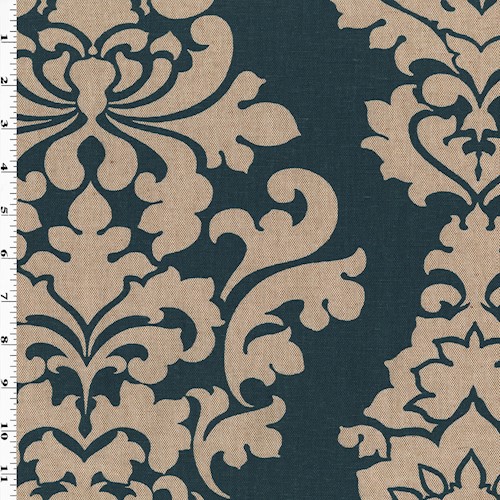 Indigo/Beige Premier Baroque Printed Canvas Decor Fabric DFW60257