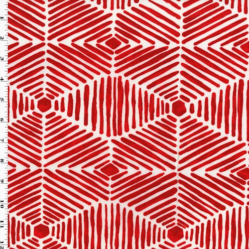 Red/White Premier Abstract Tile Printed Woven Decor Fabric DFW60262