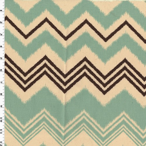 Teal/Brown/Ivory Premier Chevron Printed Canvas Decor Fabric DFW60263