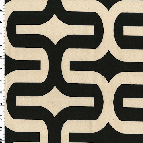 Black/Ivory Premier Abstract Printed Canvas Decor Fabric DFW60264