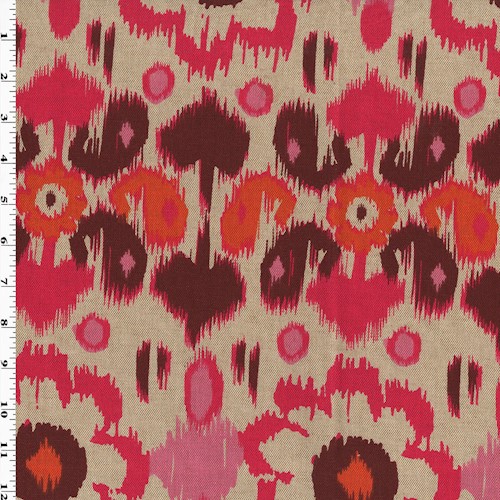 Pink/Beige/Multi Premier Ikat Printed Canvas Decor Fabric DFW60272
