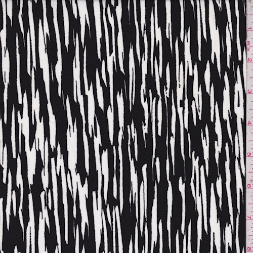 *1 YD PC--Black/Ivory Abstract Streak Crepe Georgette
