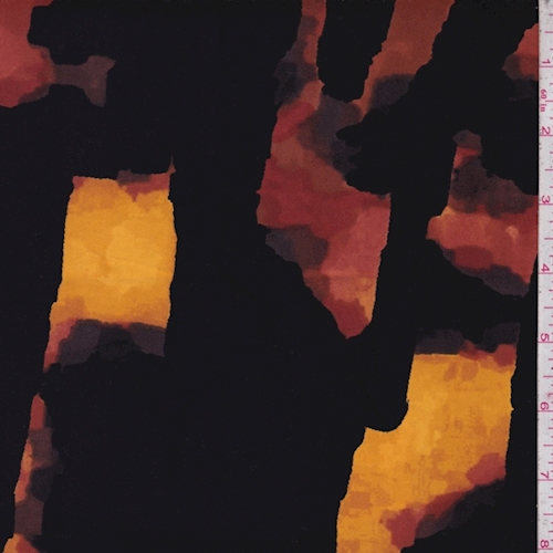 *1 YD PC--Black/Orange Gold Geode Swimwear