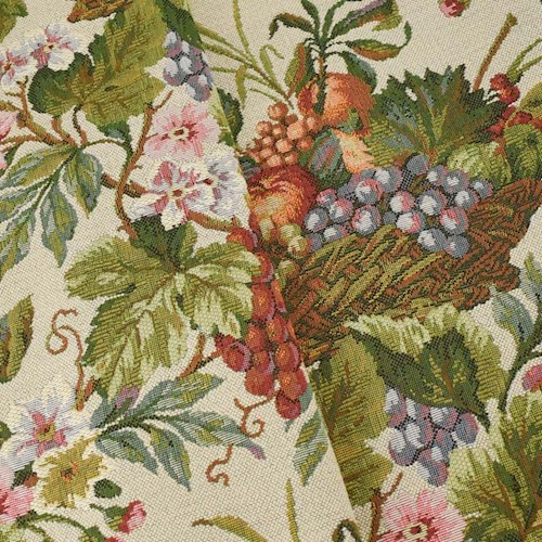 Mist Taupe/Multi Floral Basket Tapestry Home Decorating Fabric DFW60235