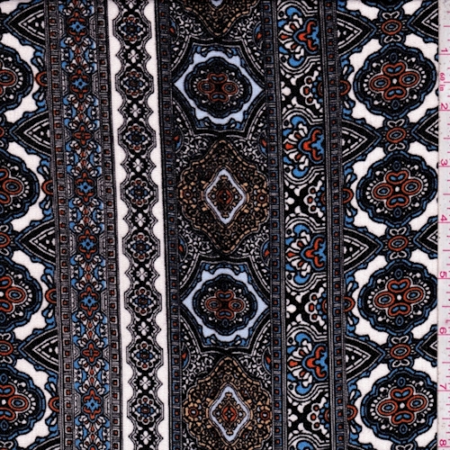 White/Sky/Black Medallion Stripe Crinkled Gauze