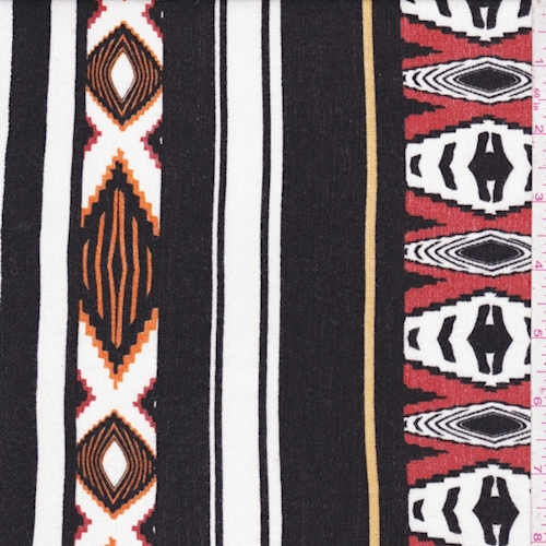 White/Orange/Black Aztec Stripe Crinkled Gauze