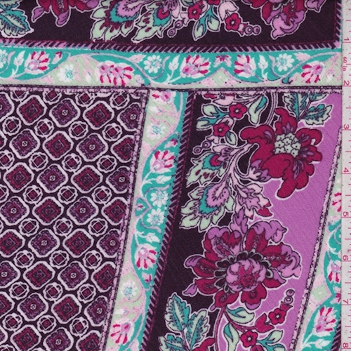 Plum/Fuchsia Deco Tile Crinkled Gauze