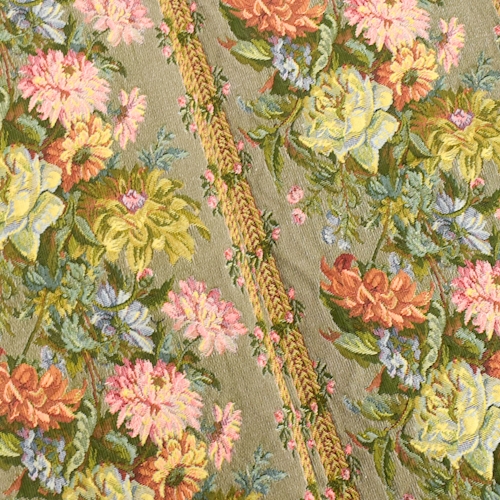 Taupe Gray/Multi European Floral Tapestry Decorating Fabric