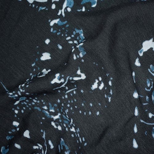 *4 YD PC--Dark Navy/Blue Multi Abstract Butterfly Printed Crinkle Gauze DFWAP0001774