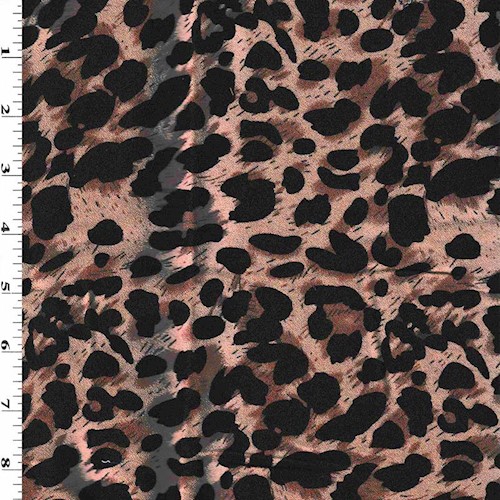 *5 YD PC--Chocolate Brown/Black Cheetah Printed Momie Crepe DFWAP0001781