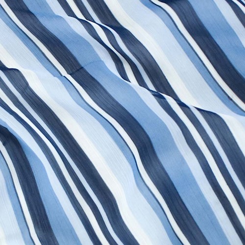 *4 YD PC--Monochromatic Blue/White Sheer Pleated Chiffon DFWAP0001786