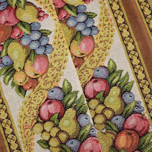 Antique Yellow/Multi Fruit Stripe Tapestry Decorating Fabric