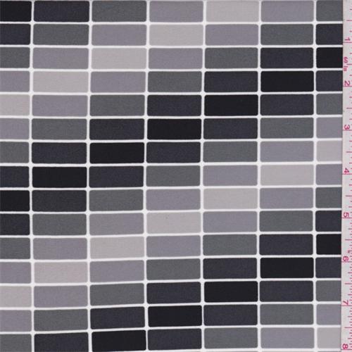 *1 1/4 YD PC--Black/Grey Brick Print Swimwear