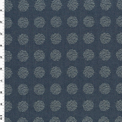 Navy Blue/White Wool Blend Polka Dot Damask Decorating Fabric DFW60176
