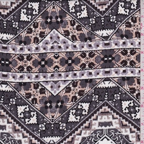 Pewter/Beige Mosaic Chevron Crinkled Gauze