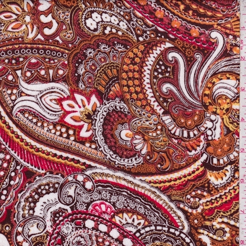 Orange/Brown Paisley Crinkled Gauze