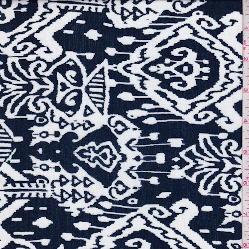 Ink Blue/White Baroque Crinkled Gauze