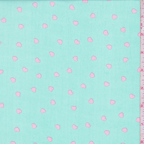 Mint Blue/Pink Mini Heart Georgette
