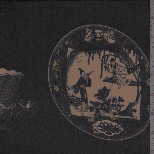 Onyx Asian Print Silk Chiffon
