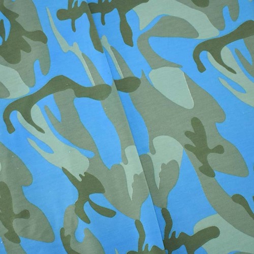 *7 1/2 YD PC -- Sage/Blue Camouflage Printed Baby Terry Knit DFWAP0002246